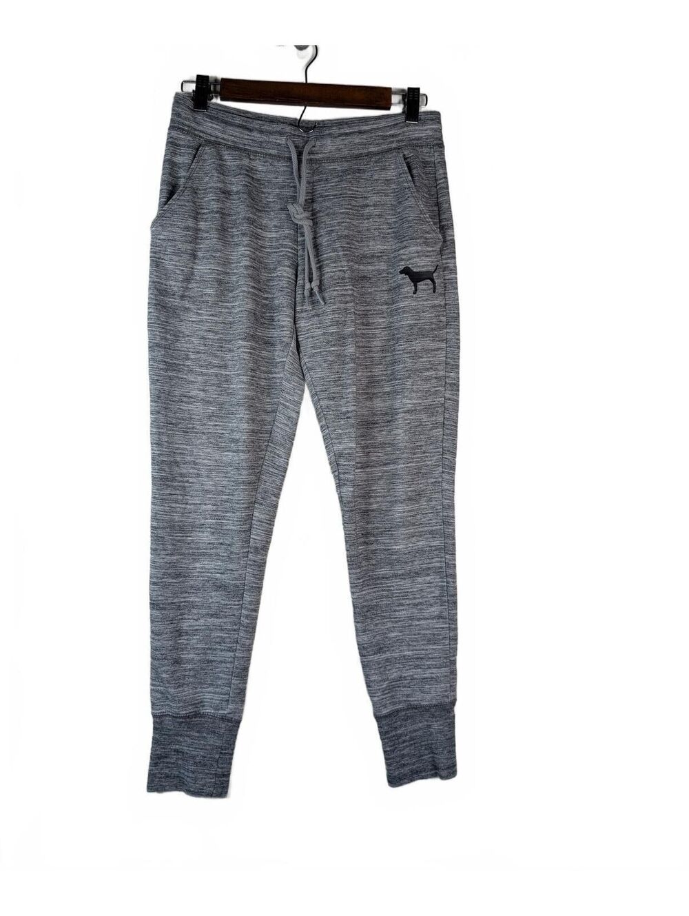Victoria's Secret PINK Marled‎ Gray Tropical Palm Logo Joggers Size S